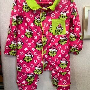 Kids Grinch Pajama Set - Pink and Green